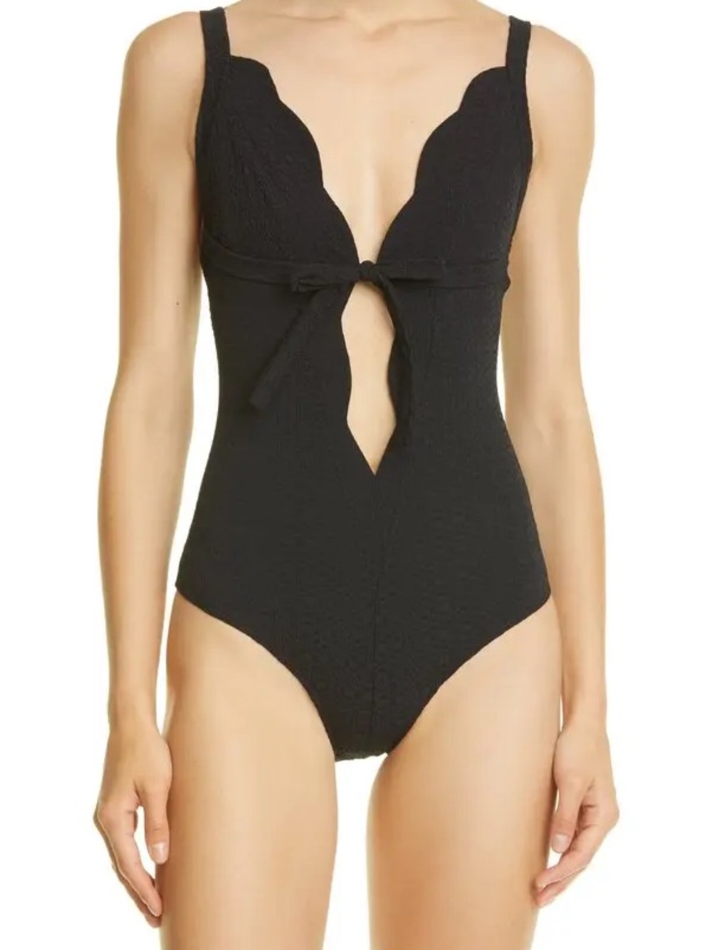 Gorgeous Lisa Marie Fernandez Black Scallop-Edge One-Piece Swimsuit $495 NWT